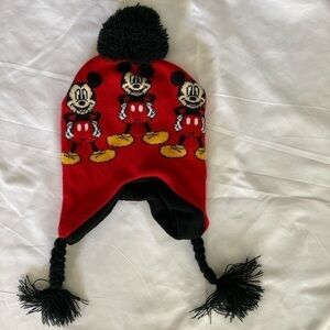 Kids Mickey Mouse Red and Black Winter Hat